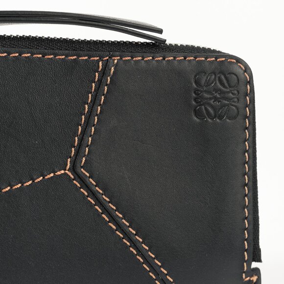Loewe Puzzle Stitch Black Smooth Calf Leather L Coin Card Holder - Picture 5 of 10